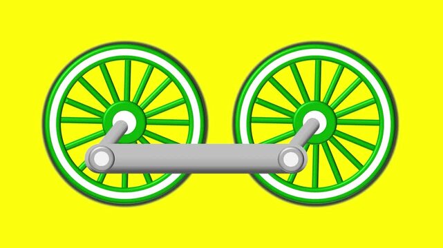 Animation of a train green wheel turning | loop mp4 | greenscreen