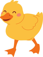 Happy Yellow Duckling Walking Illustration
