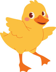 Cute Yellow Duckling Walking Illustration