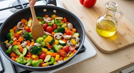 Healthy Vegetable Stir-Fry Cooking.