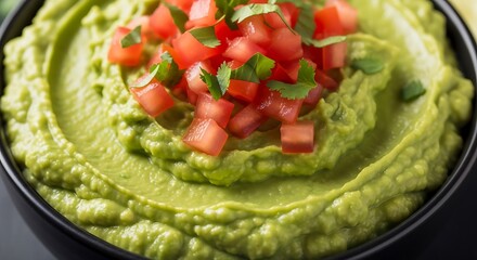 Close Up of Creamy Avocado Dip with Toppings.