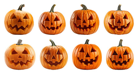 Halloween pumpkins with carved faces.