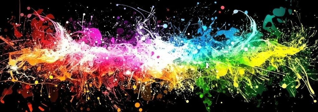 Abstract vibrant paint splatter art