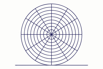 Obraz premium Concentric Circles and Radial Lines Grid on White Background Keywords: grid, circle, radial, lines