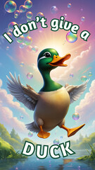Naklejka premium Playful Watercolor Duck Illustration with Witty Saying