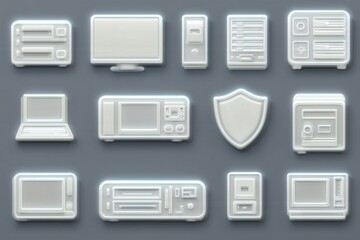 Innovative collection of sleek electronic devices symbolizing futuristic technology and digital security solutions showcasing modern aesthetic designs and multifunctional capabilities