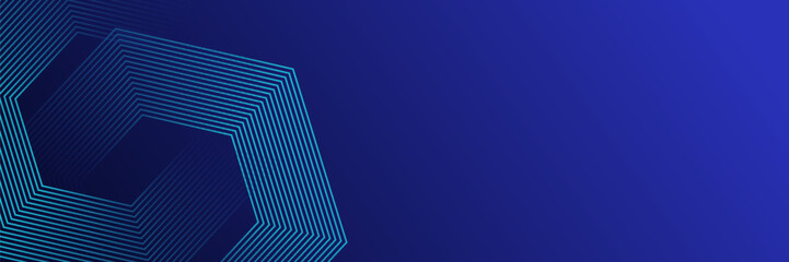 Fototapeta premium Dark blue background with hexagon geometric lines pattern. Abstract shiny hexagon lines. Futuristic technology concept. eps 10