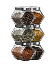 Stacked hexagonal spice jars