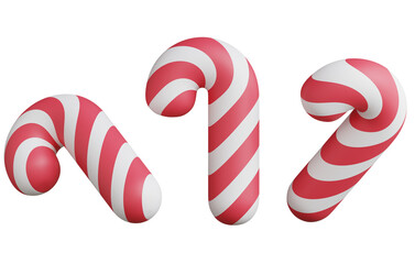 3d render of a minimal candy cane set for christmas
