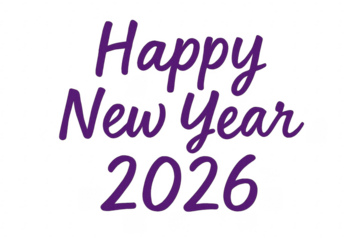 Happy new year 2026 greeting with transparent background
