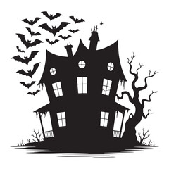 Dancing Skeletons Halloween Vector Illustration with Pumpkins and Falling Leaves