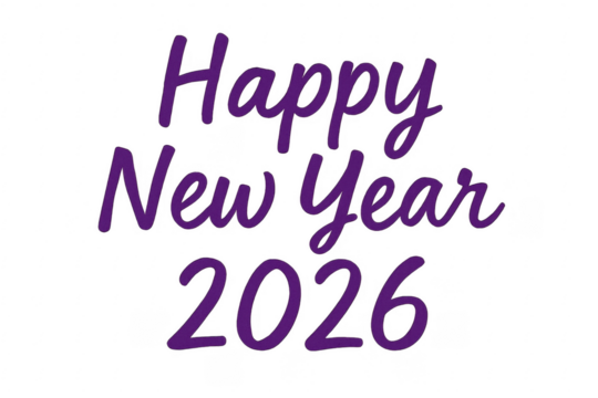 Happy new year 2026 greeting with transparent background