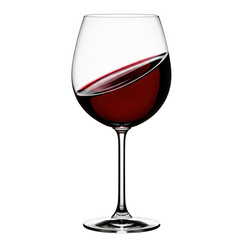 Red wine swirling in a glass isolated on transparent background