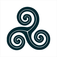 Triskelion Triple Spiral Celtic Symbol on White Triple Spiral Triskelion sacred triple spiral representing life cycles and Celtic trinities