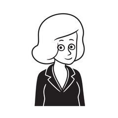 Old woman in formal clothes black and white vector illustration simple minimalist portrait design