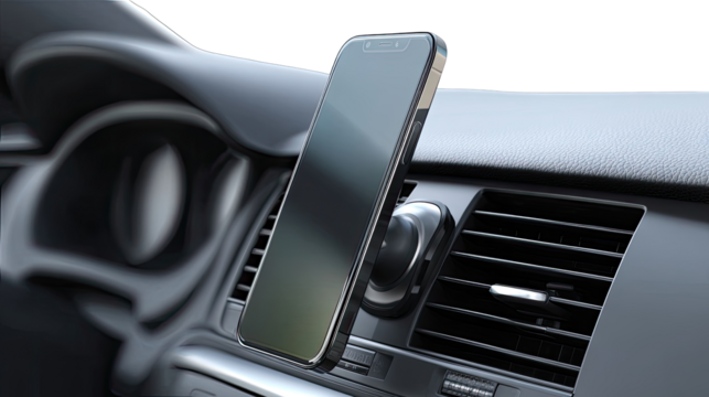 Smartphone mounted in a car's air vent