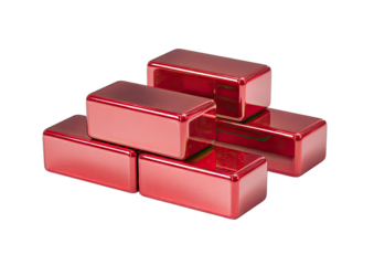 Stack of glossy, crimson rectangular blocks