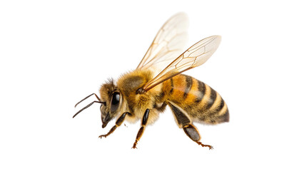 honeybee in flight sitting Insect, Nature close-up isolated on transparent background