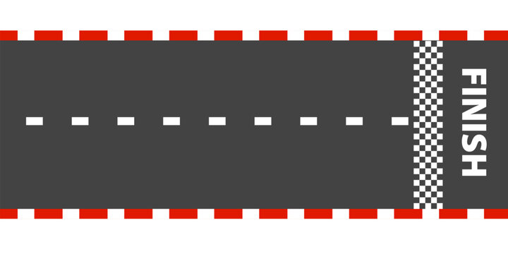 Race part road Finish top view asphalt track, sport speedway racetrack, competition roadway. border red and white.