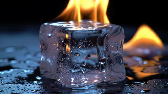 Burning Ice Cube Cinematic Meltdown Animation