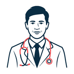 Male Doctor with Stethoscope Medical Professional Vector Illustration