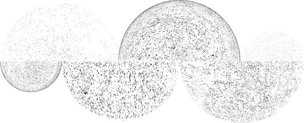 Sprayed black half circles composition .Graffiti art design . Noise textured semi circles . Spray effect .Grunge texture .Art design forms.Distressed element .Rough roller paint semicircles .Vector 