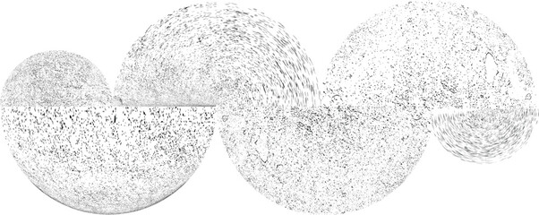 Sprayed black half circles composition .Graffiti art design . Noise textured semi circles . Spray effect .Grunge texture .Art design forms.Distressed element .Rough roller paint semicircles .Vector 