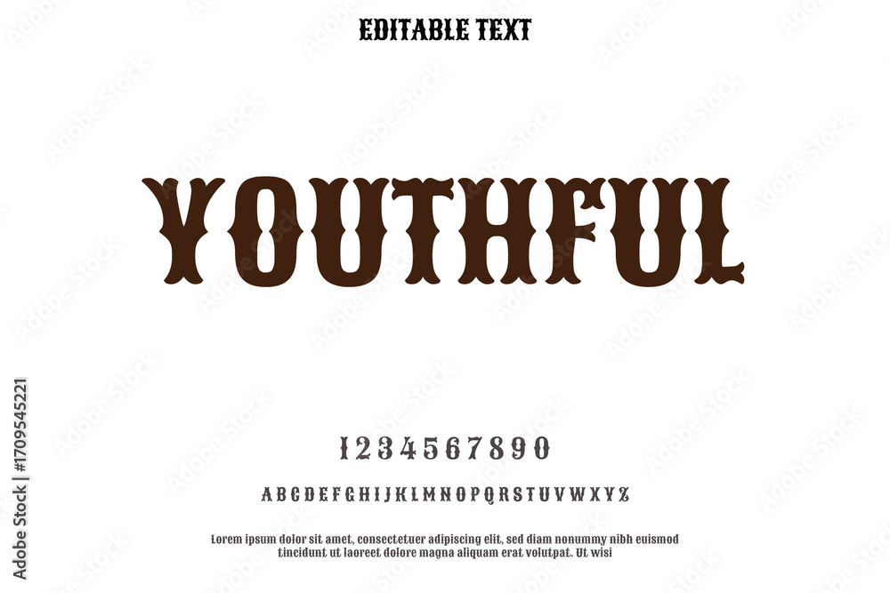Poster retro western style font with numbers and letters