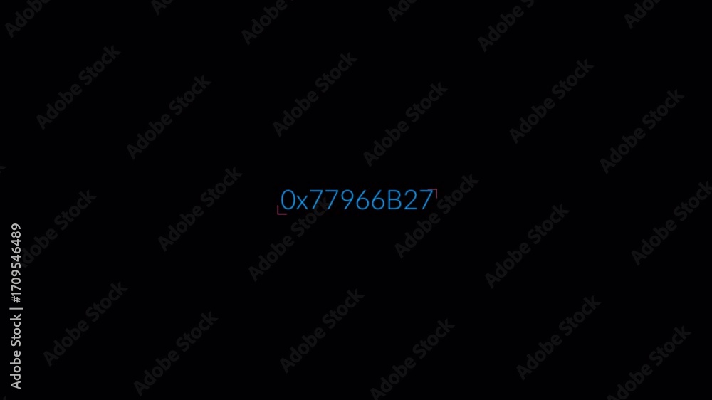 Poster abstract blue hexadecimal code on black background.