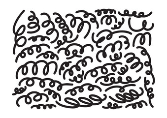 Abstract Doodle Pattern - A Whimsical Black and White Design with Playful Swirls and Squiggles