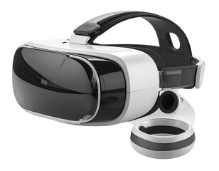  Meta Quest 3 VR Headset and Controllers, Angled Side Perspective, isolated on transparent background