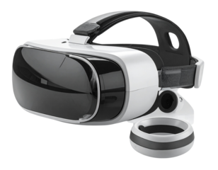  Meta Quest 3 VR Headset and Controllers, Angled Side Perspective, isolated on transparent background