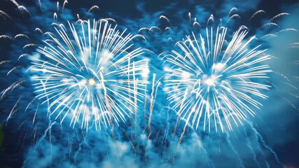 blue fireworks in the night sky - Powered by Adobe