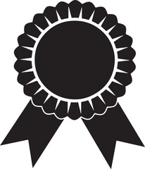 Award badge or winning prize ribbon flat vector Black silhouette vector