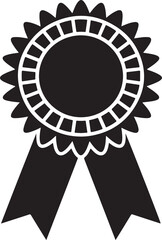 Award badge or winning prize ribbon flat vector Black silhouette vector