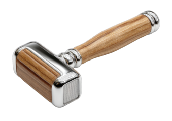 Polished metal and wood hammer