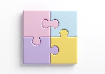 Obraz premium Four pastel-colored puzzle pieces forming a square (2)