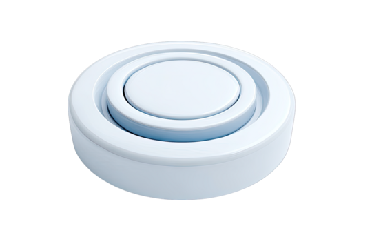 Light-blue, round, three-dimensional object