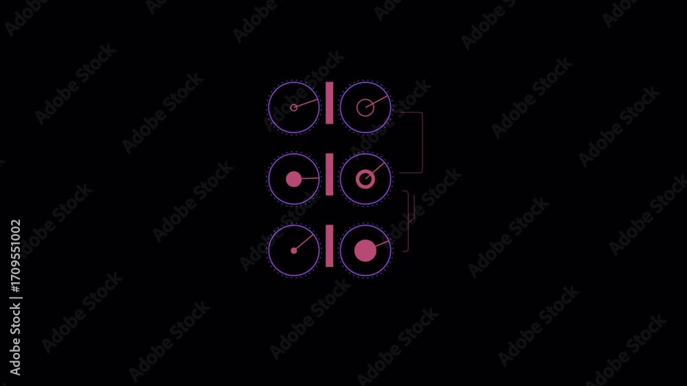 Aufkleber abstract futuristic ui elements displayed on black background.