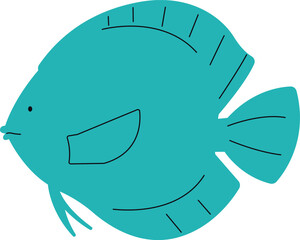 Minimalist Teal Fish Illustration