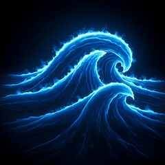 Glowing Blue Ocean Waves Abstract Background