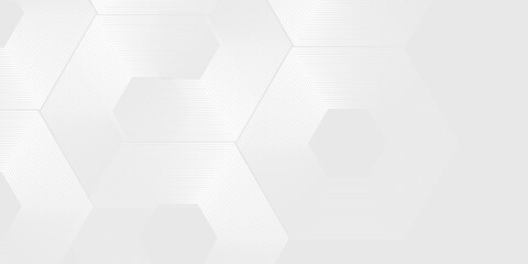 Hexagon abstract white gray wave light technology texture background simple abstract
