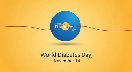 World diabetes day awareness campaign with blue circle logo and orange background for social media post design