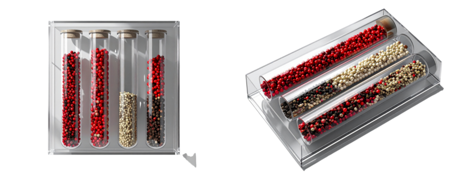 Set Top-View Glass Tube Spice Organizer PNG Isolated on Transparent Background