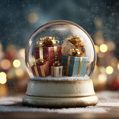 christmas gift box with christmas decorations