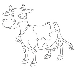 cute cartoon hand drawn vector funny cow outline.