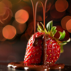 strawberry and chocolate on plate