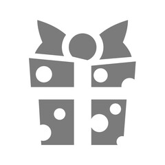 Dotted gift box vector icon. Christmas or birthday present with bow.