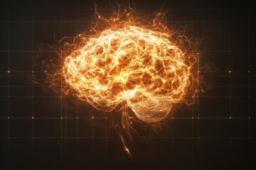 A striking image of a glowing brain made of vibrant, swirling lines, symbolizing creativity, intelligence, and neural activity against a dark background.