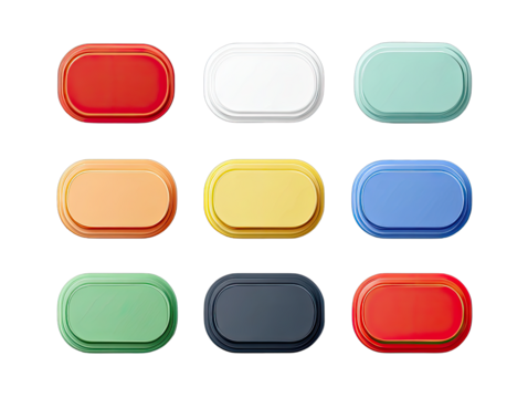 Colorful oval containers arranged in a grid